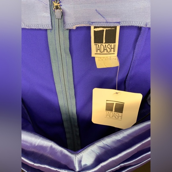 Womens NWT Vintage Tadashi Shoji Blue Sheen Gypsy V-Neck Short Sleeve Top Sz 12 - Picture 3 of 5